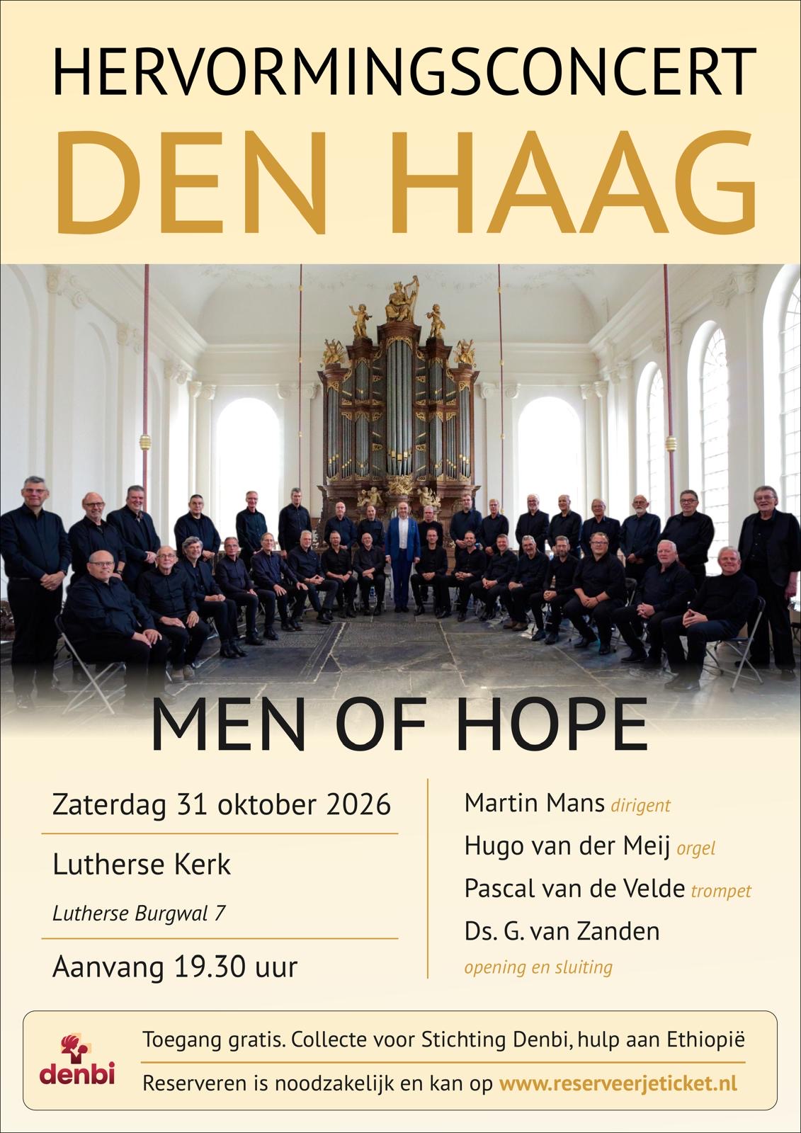 31 oktober 2026: Hervormingsconcert Men of Hope in Den Haag