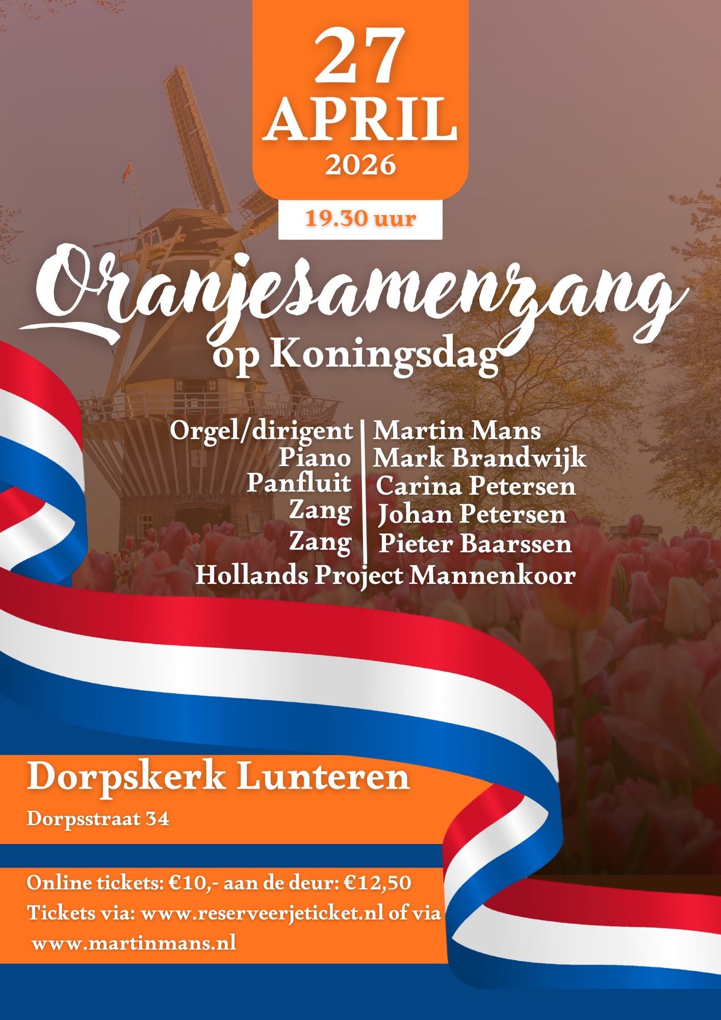 27 april 2026: Koningsdag Samenzang in Lunteren