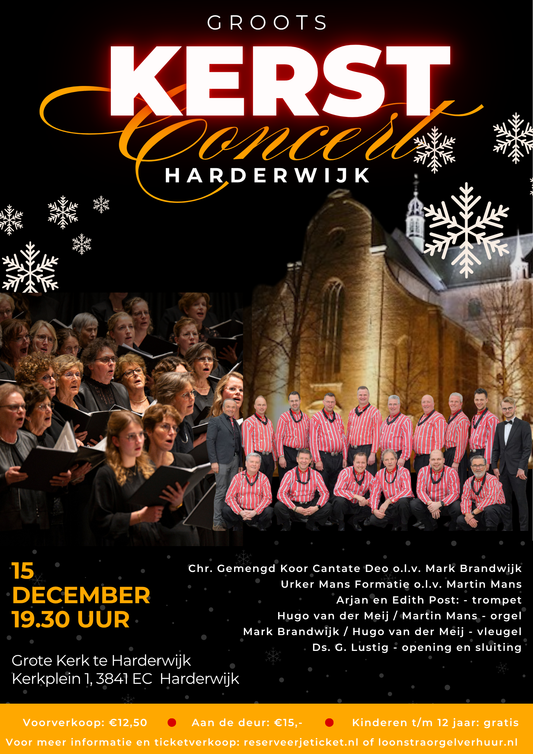 15 december 2025: Groots Kerstconcert met Cantate Deo en Urker Mans Formatie in Harderwijk
