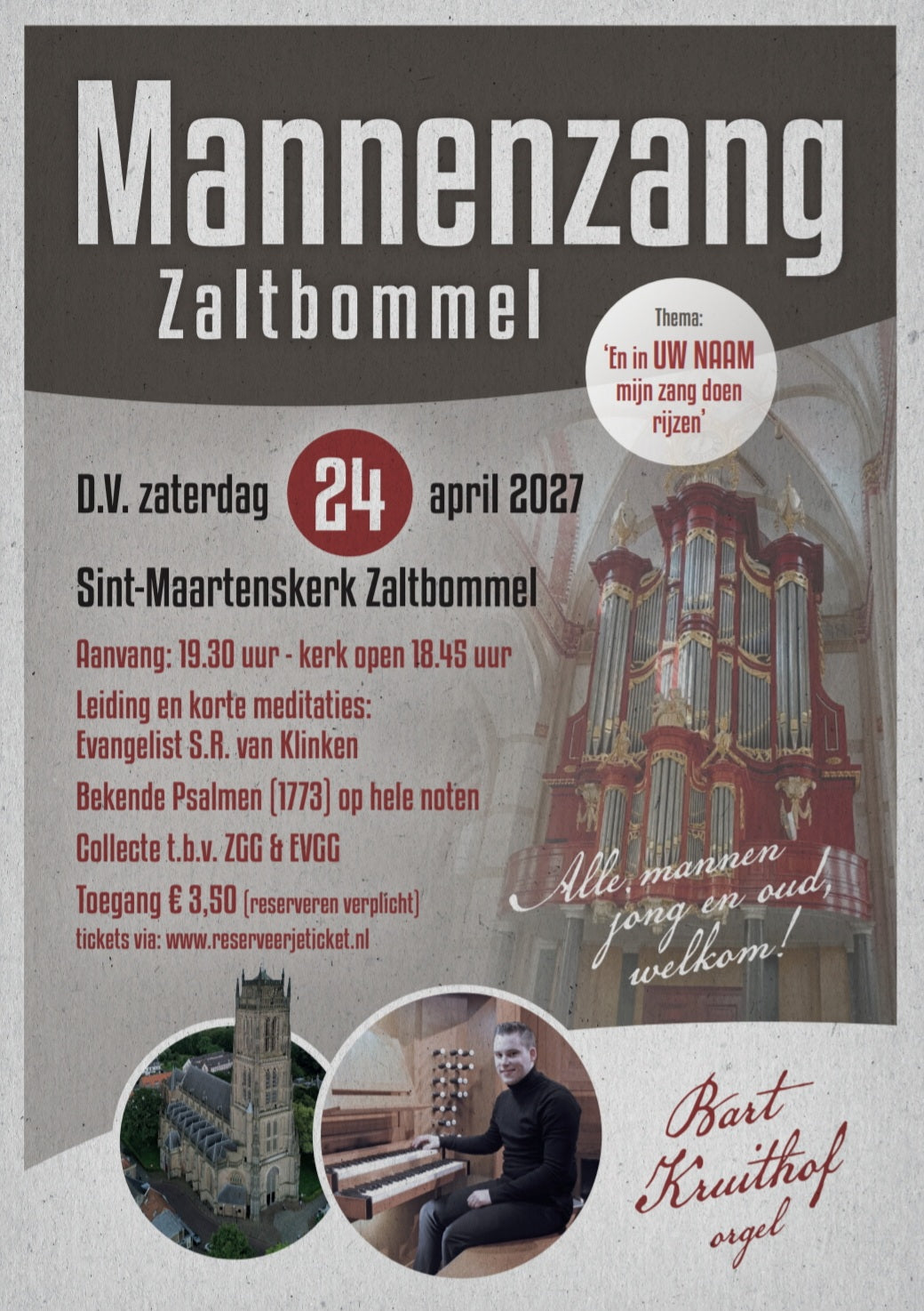 24 april 2027: Mannenzang Zaltbommel met Bart Kruithof