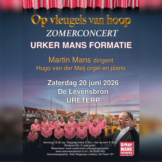20 juni 2026: Zomerconcert Urker Mans Formatie in Ureterp