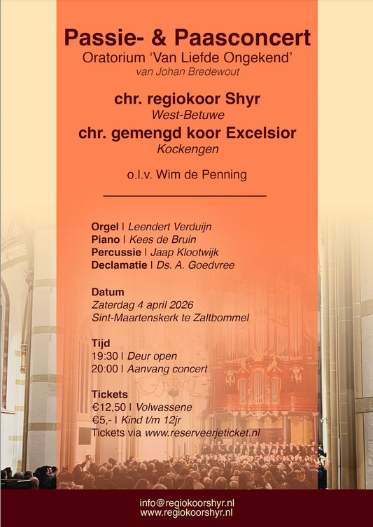 4 april 2026: Passie en Paasconcert Shyr en Excelsior in Zaltbommel