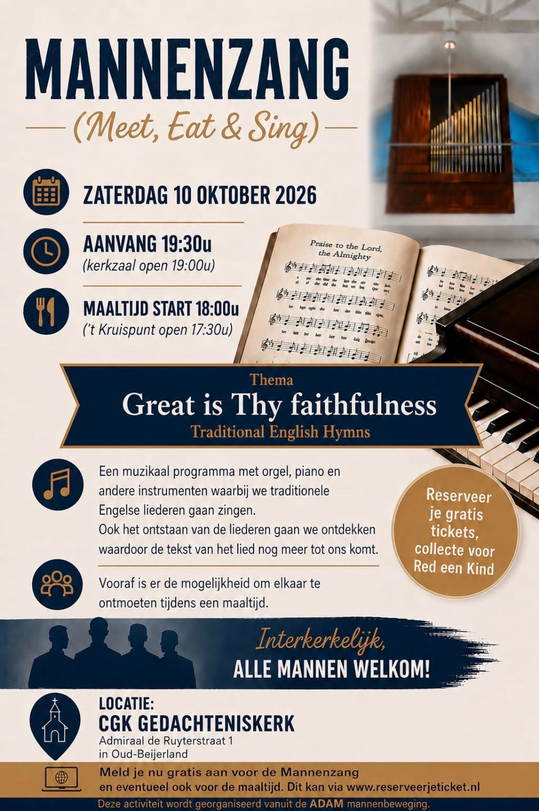 10 oktober 2026: Maaltijd Mannenzang Oud-Beijerland