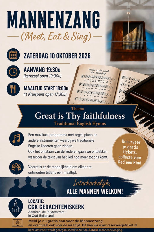 10 oktober 2026: Maaltijd Mannenzang Oud-Beijerland