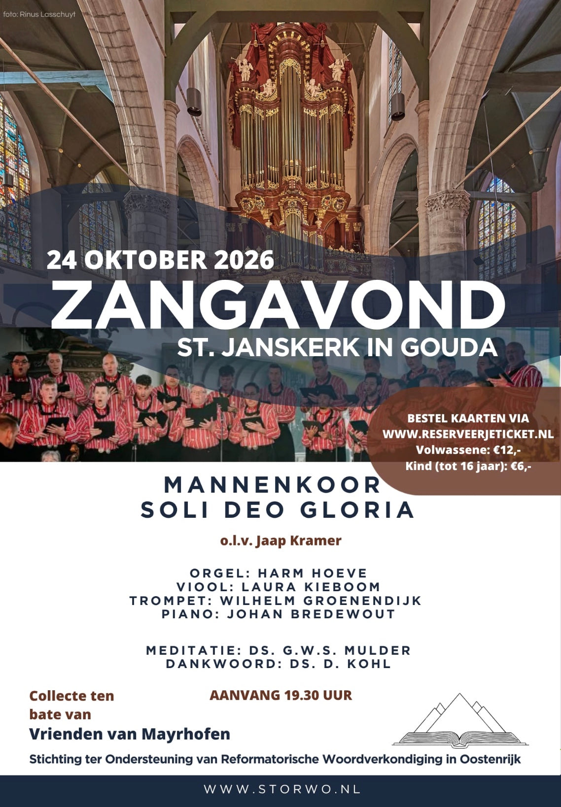 24 oktober 2026: Zangavond St. Janskerk Gouda met Soli Deo Gloria Jaap Kramer