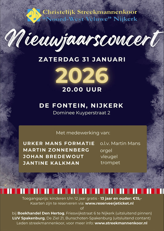 31 januari 2026: Nieuwjaarsconcert CSMK met de Urker Mans Formatie
