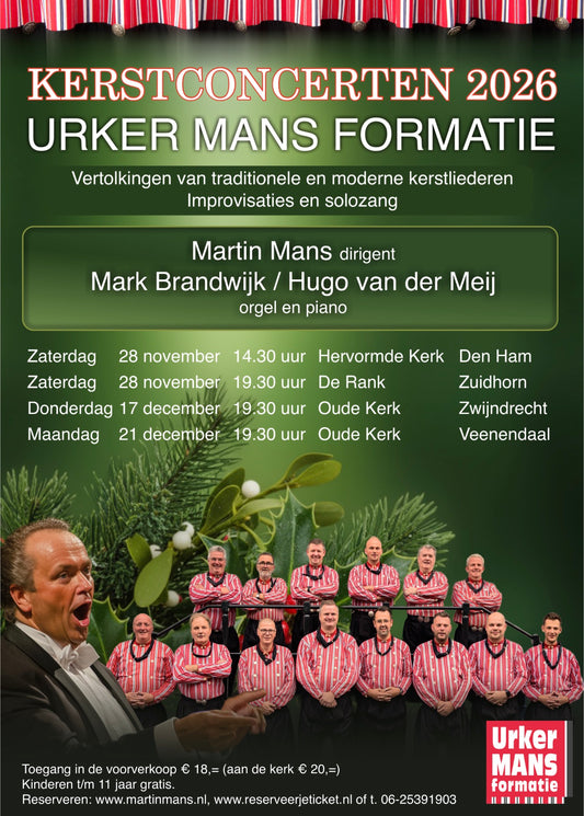 28 november 2026: Kerstconcert Urker Mans Formatie - Den Ham (14.30u)