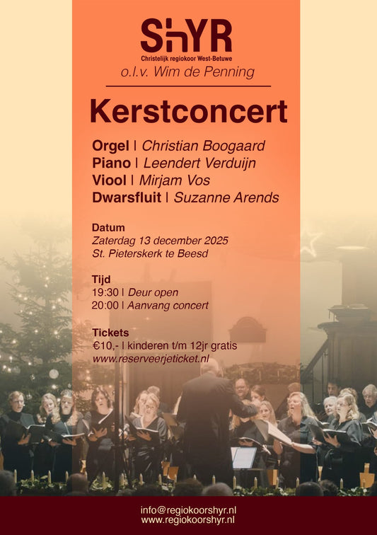 13 december 2025: Kerstconcert Regiokoor Shyr o.l.v. Wim de Penning