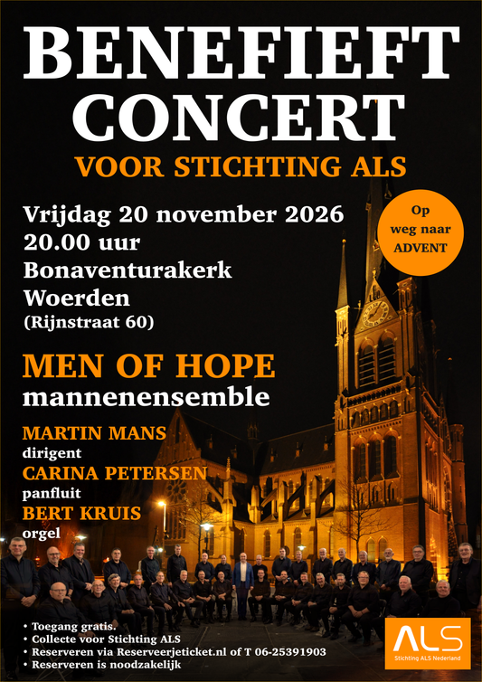 20 november 2026: Benefietconcert ALS met Men of Hope
